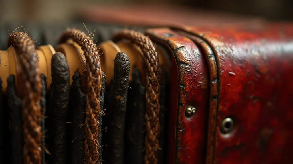 Close-up of antique accordion bellows
