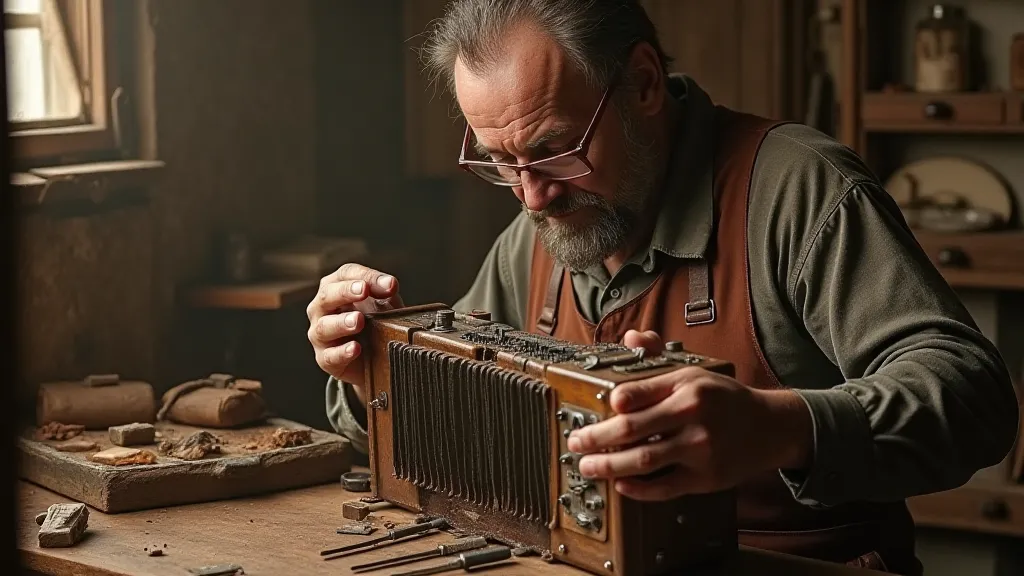 Craftsman repairing an accordion