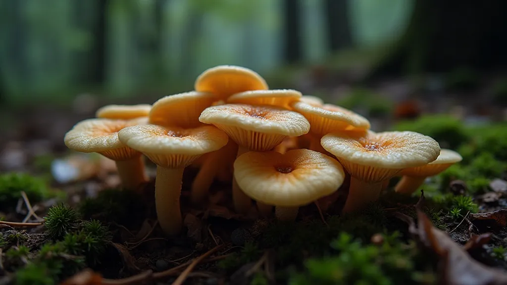 Close-up of a fairy ring in a forest