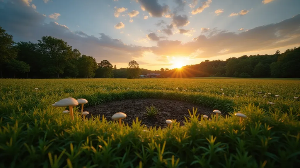 Fairy ring in a field at dusk