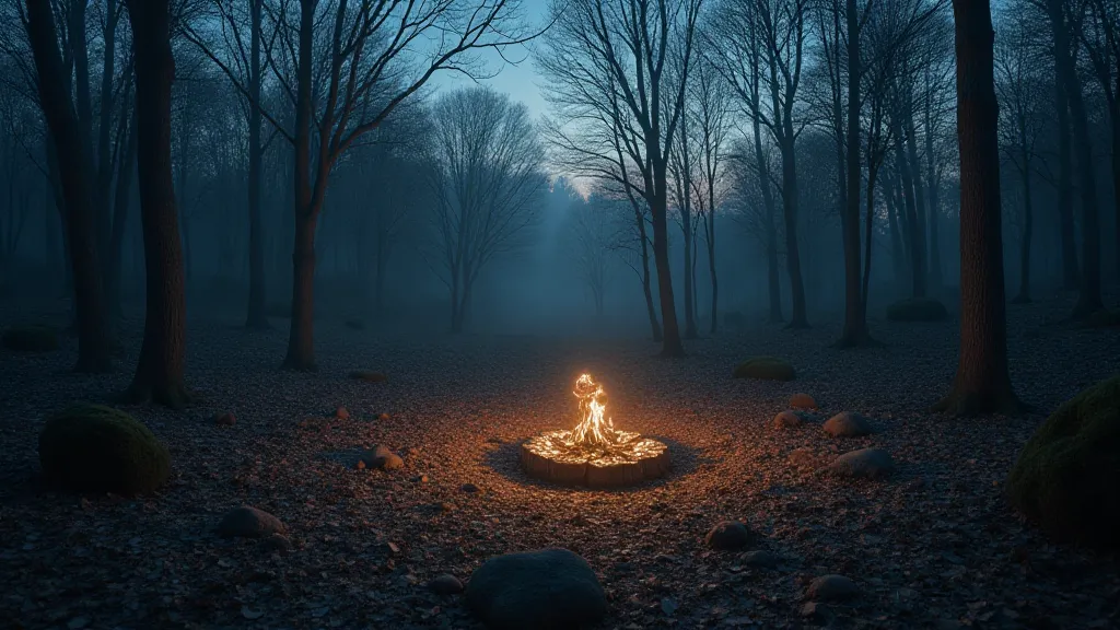 Fairy ring in a forest clearing at twilight