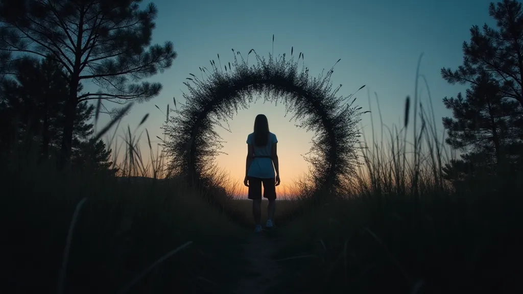 Silhouette of a person in a fairy ring