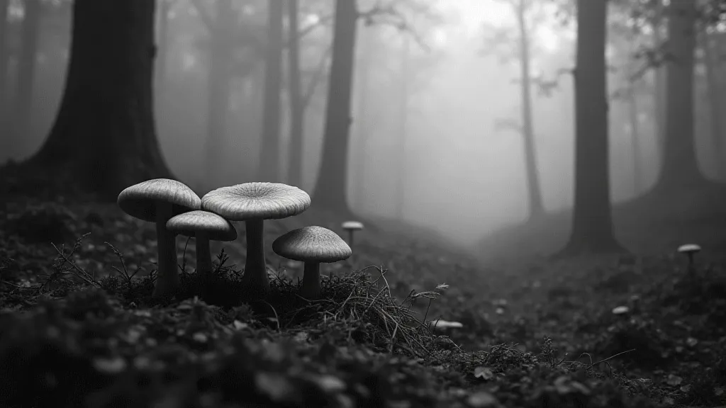 Fairy ring in a misty forest