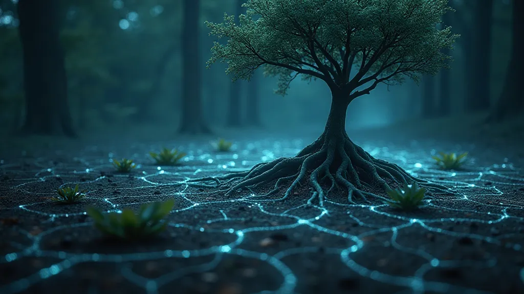 Illustration of a mycelial network
