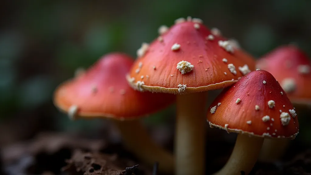 Close-up of Red Toadstool Mushrooms